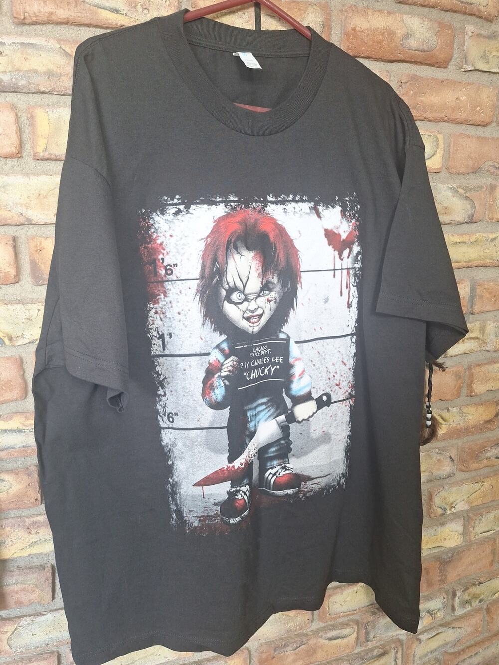 Chucky Horror Mugshot Graphic T-Shirt 2XL Black- Child’s Play Tee- Unworn!